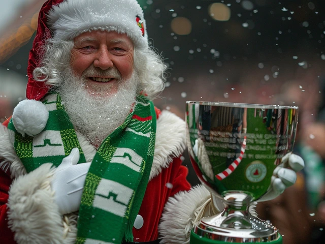 Santa Claus Surprises Celtic Fans with Scottish Premiership Trophy Presentation
